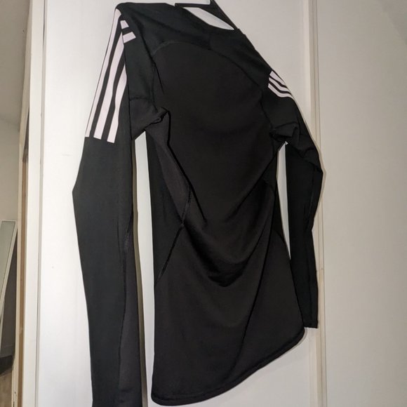 Adidas Alphaskin 3-Stripes L/S Climacool Shirt Black Men's Size - Picture 2 of 6